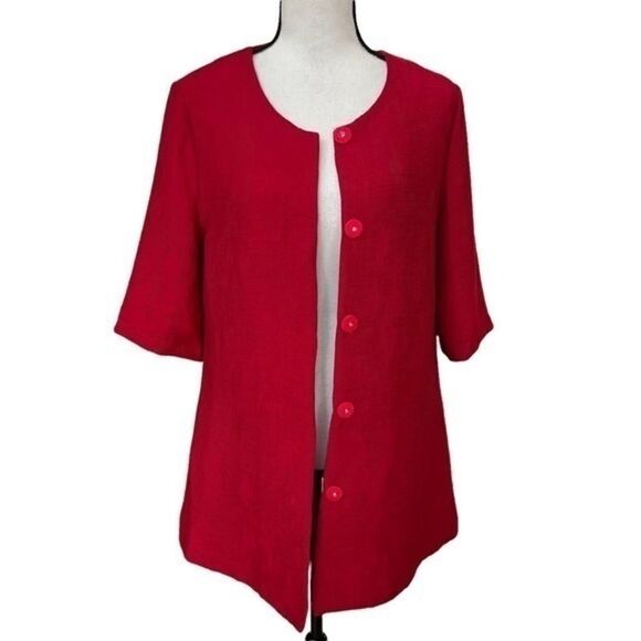 Joryaxuan couture red 100% silk 1/2 sleeve jacket size XL NWT.